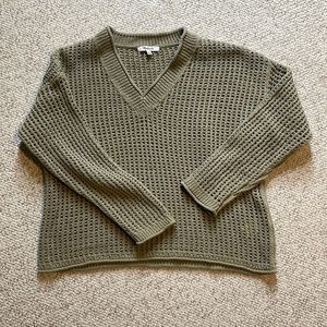 Madewell Green v neck knit sweater women’s size Large